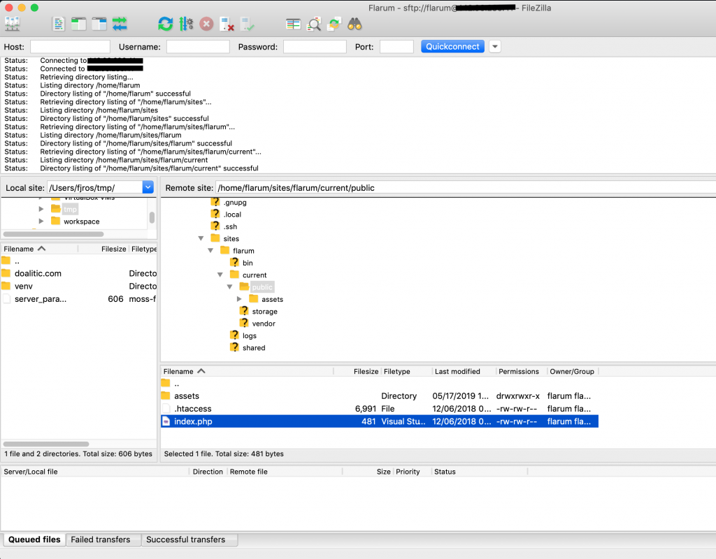 sftp in filezilla