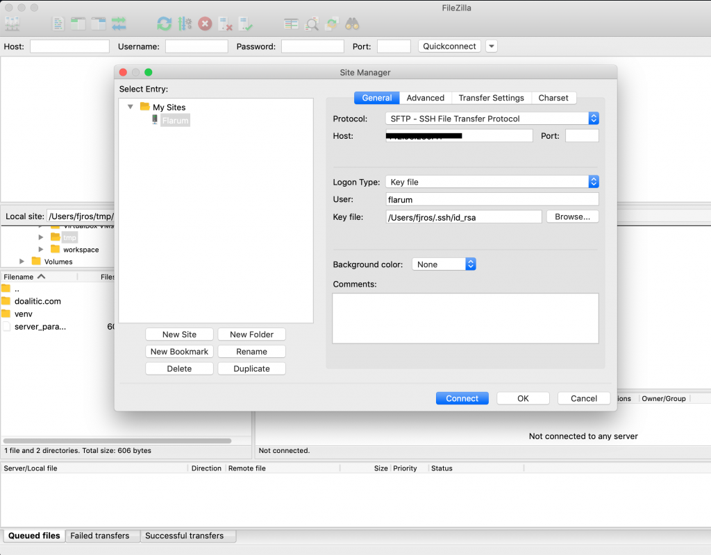 filezilla connect to sftp