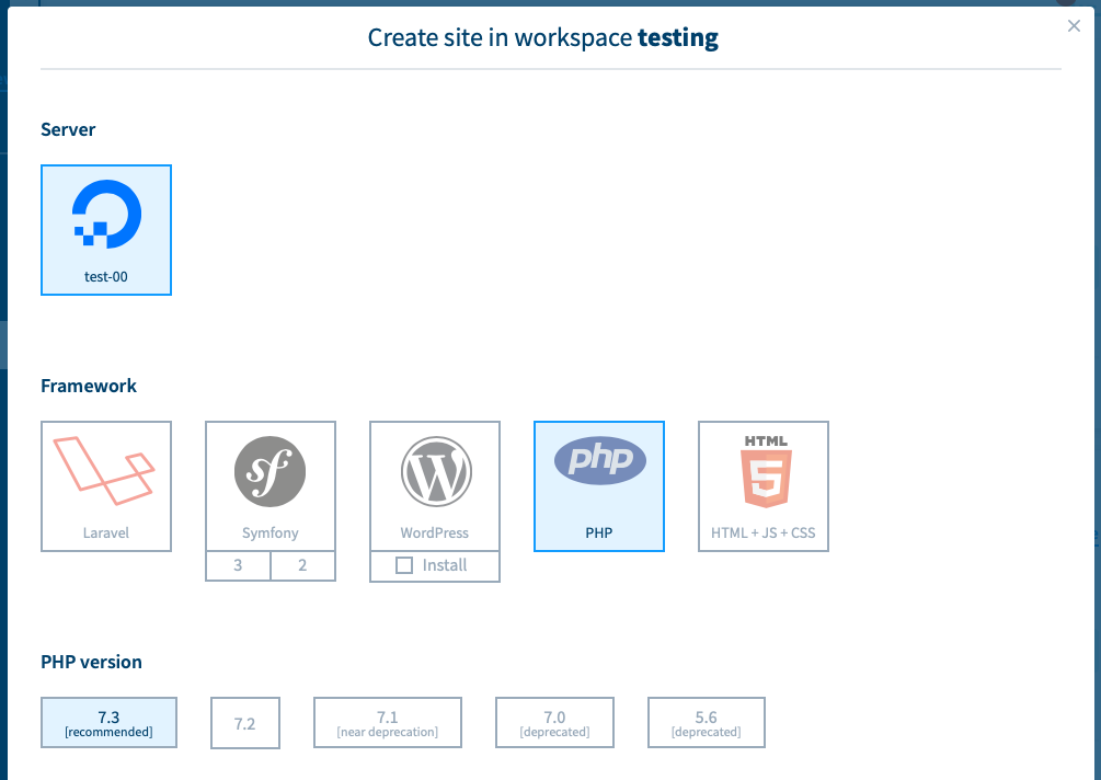 Create a PHP site  Moss